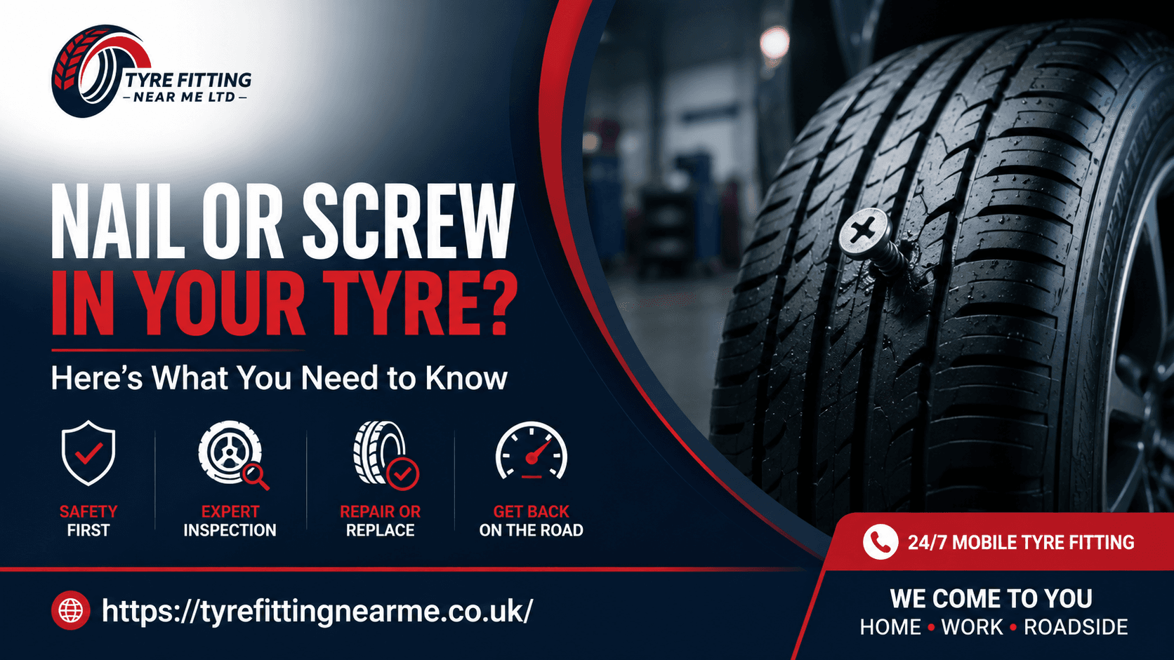 Nail or screw in tyre