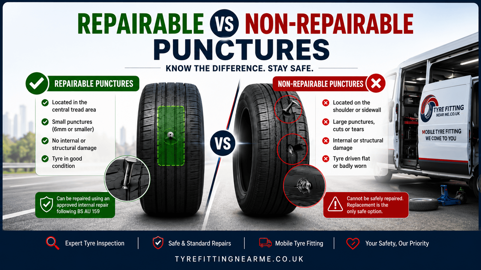 Repairable vs non repairable punctures